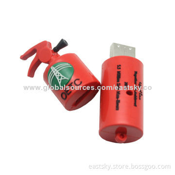 Custom Fire Extinguisher Thumb Drive, Made of Soft PVC Material, OEM Orders Welcomed